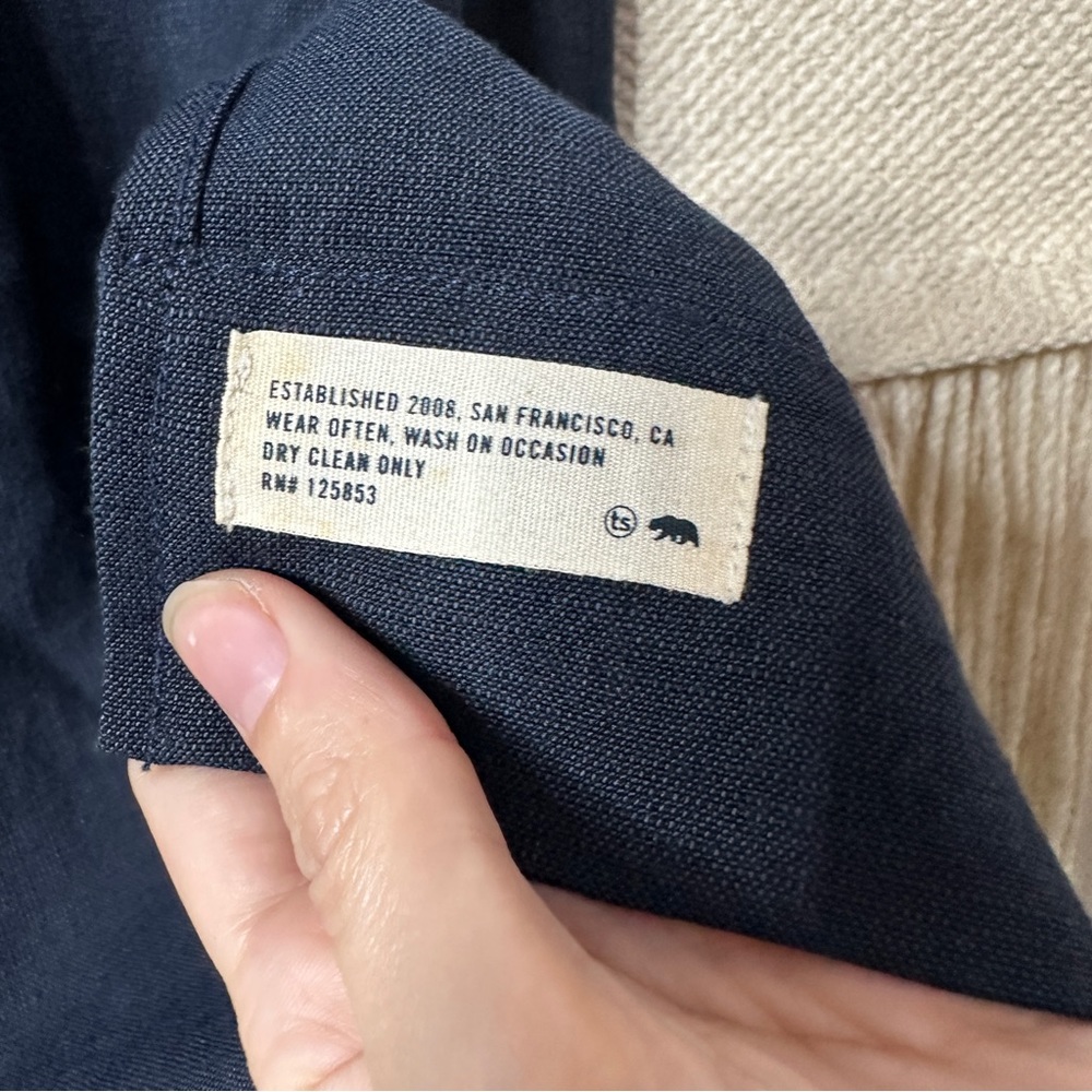 TAYLOR STITCH navy blue Loma linen midi dress M - Picture 8 of 11